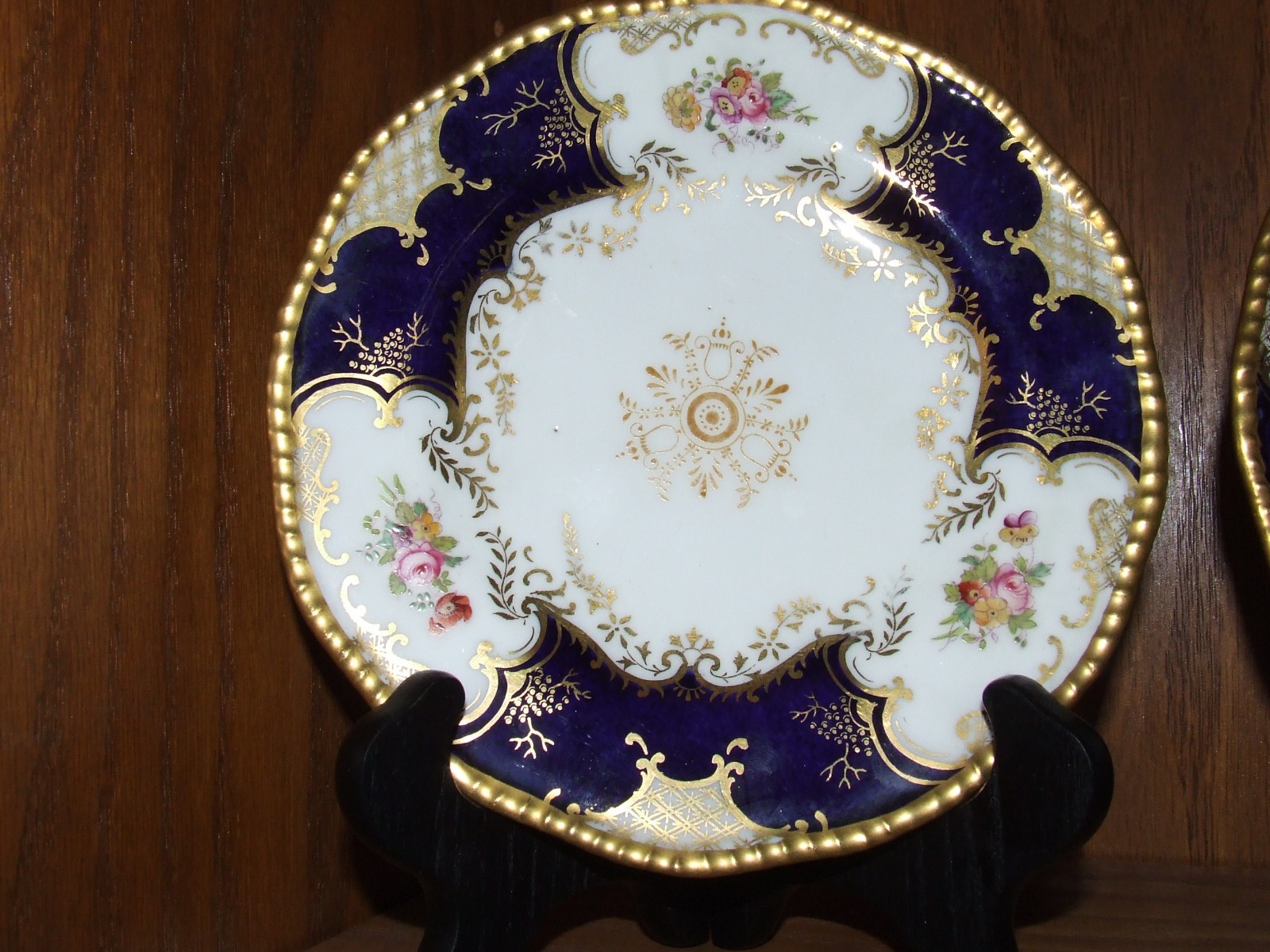 Pair of Antique Coalport Blue Cobalt Batwing Panel 7