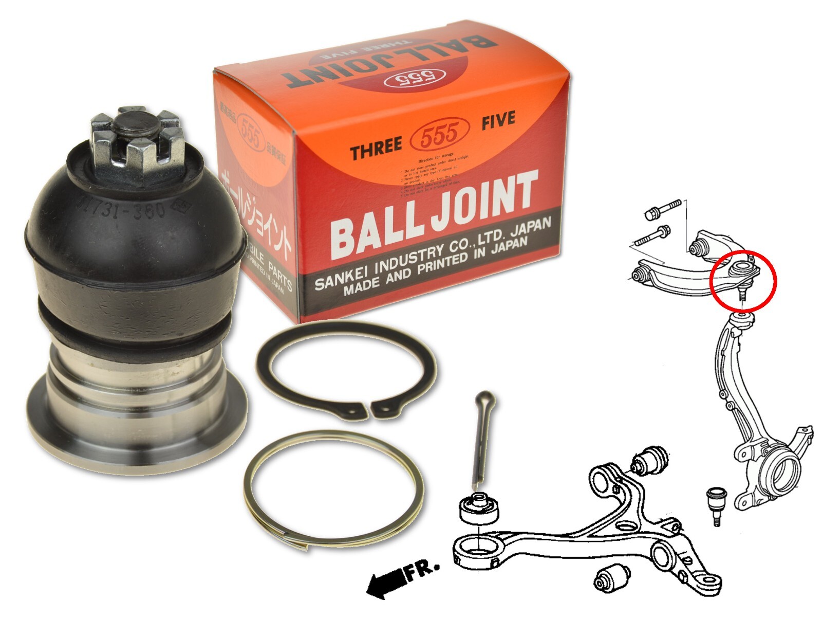 パーツ SANSEI Ball Joint Front Upper Arm 555 Sankei SB-6191 for Honda
