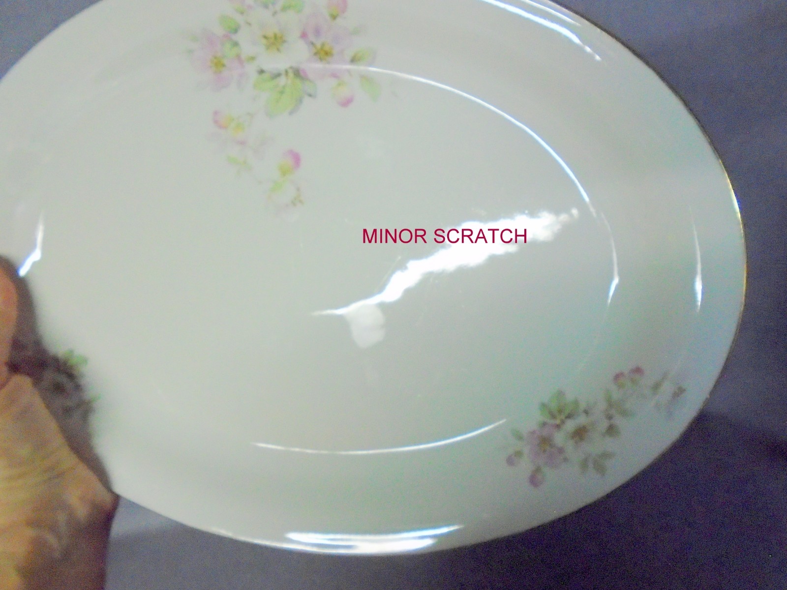 TIRSCHENREUTH china APPLE BLOSSOM #33  1724 white OVAL PLATTER 13-1/4