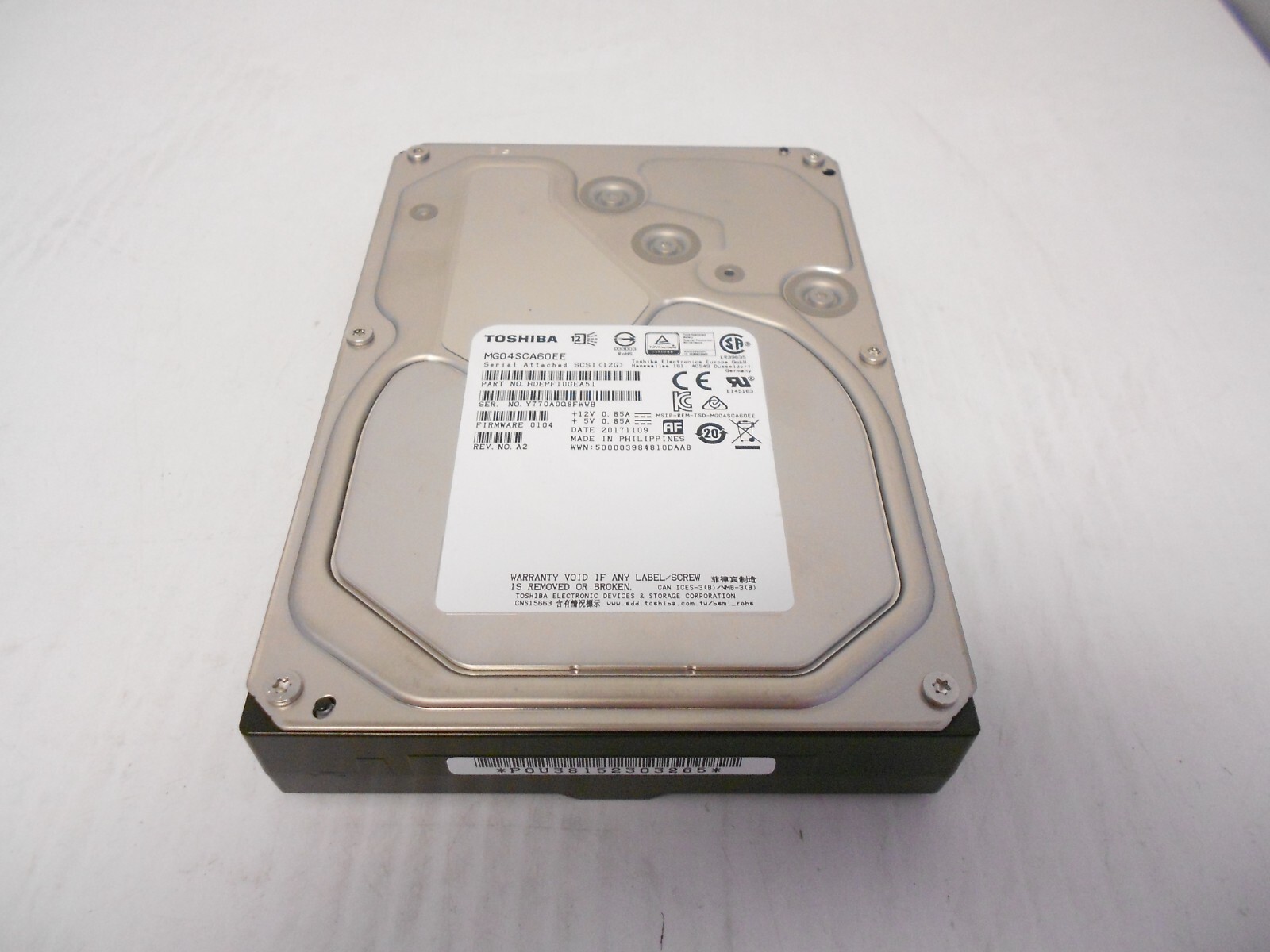 Toshiba MG04SCA60EE 6TB 7.2K 3.5" SAS 12Gbs Server JBOD Hard Drive Dell HP