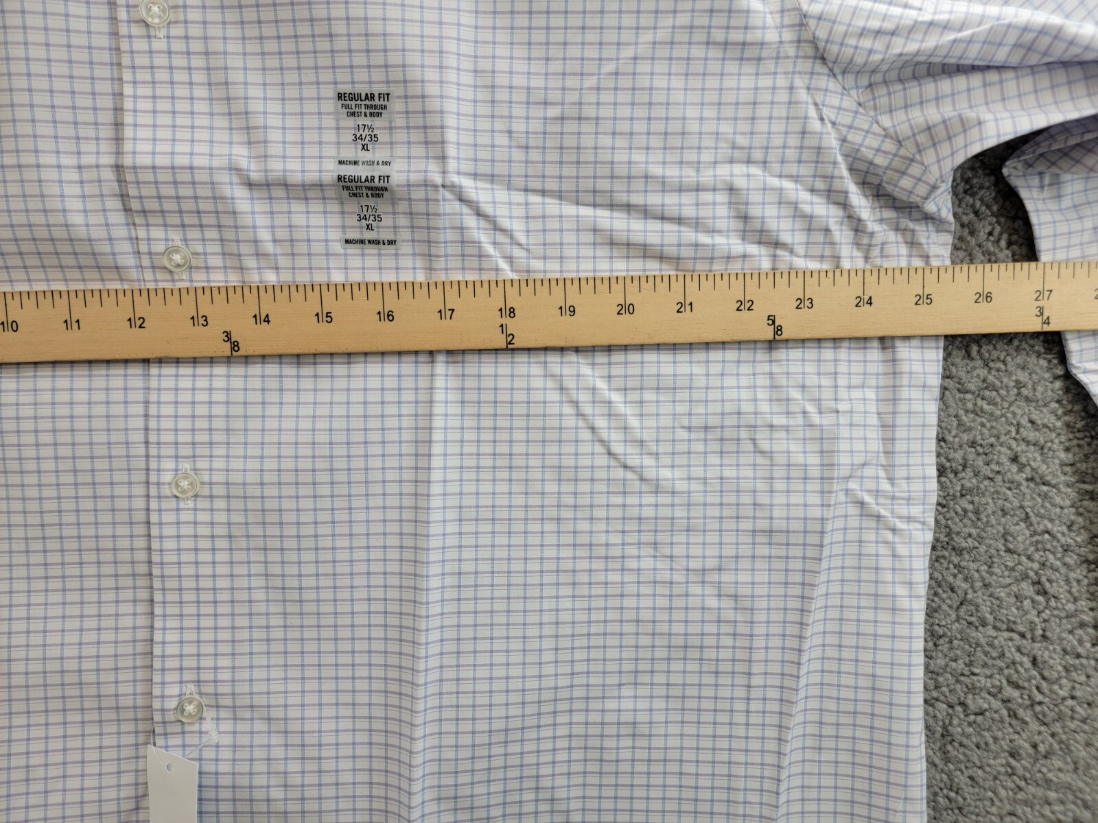 Calvin Klein Steel + Regular Fit Stretch Dress Shirt Men's 17.5 34-35 Blue L/S - Picture 6 of 19