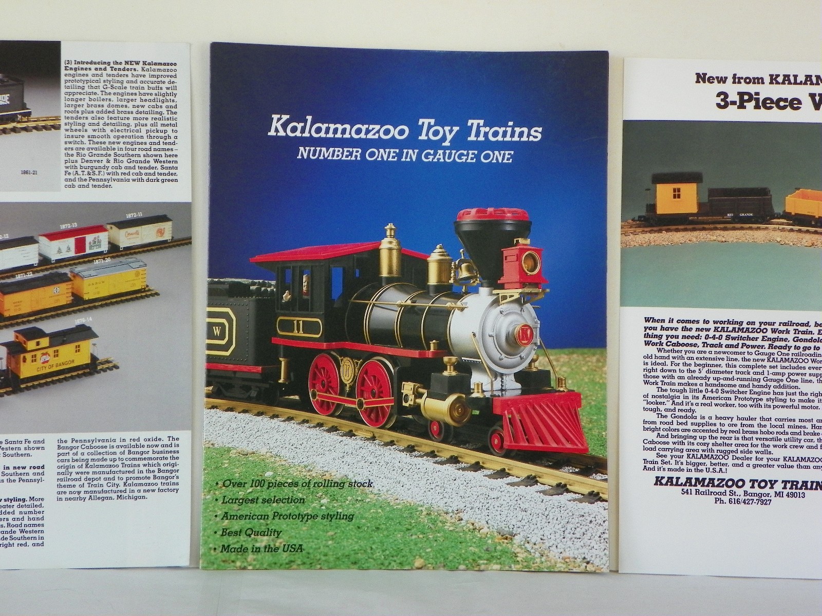 1982 Kalamazoo catalog, mini catalog, 2 inserts. All never dispensed.