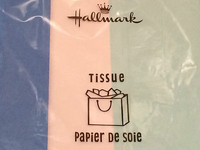 HALLMARK Gift Wrap Tissue Paper FIESTA Blue LIGHT Blue WHITE ~ 40 Sheets Total