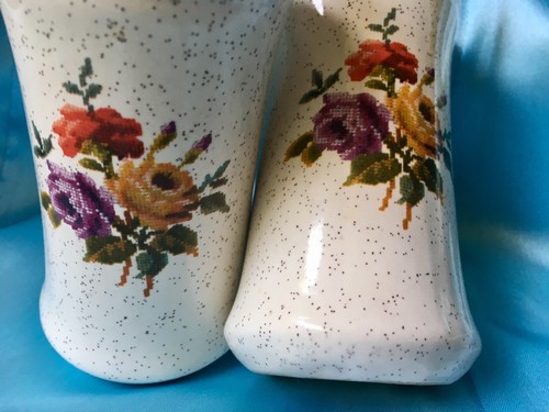 Large Stoneware Floral Sal & Pepper Shakers