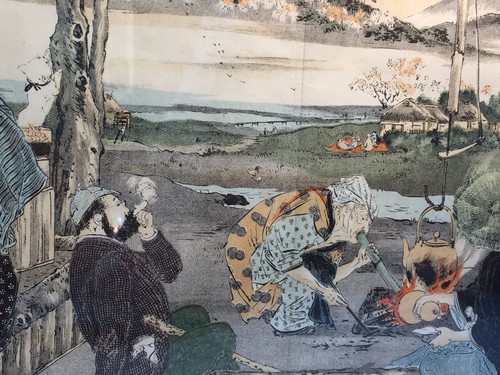 Antique Japanese Art Painting,scroll,print ( Original )