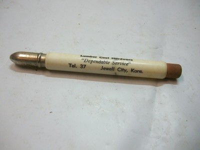 Old Bullet Pencil Jewell Kansas Lumber Coal Hardware