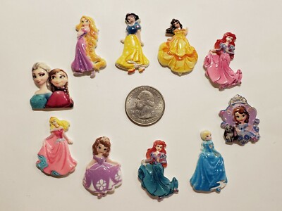 10 Pcs Lot princess 3D resin Flatback Cabochon Hair Bow Center Supplies.