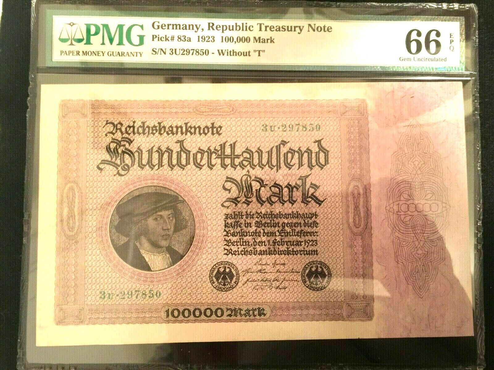 Antique Rare Historical 100,000 German Marks 1923 - PMG
