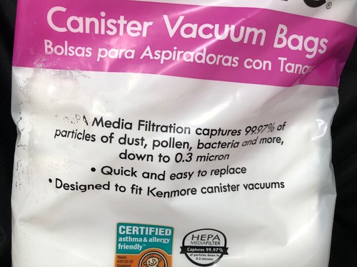 Kenmore Q&C Canister Vacuum 6 Bags HEPA 53292 Certified Asthma Allergy Friendly
