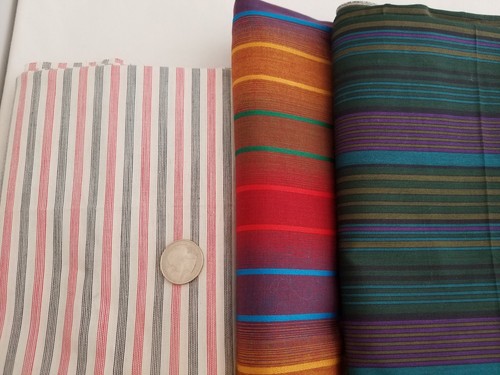 Vintage Plaid Checks Stripes Fabric Cotton LOT 7+ YDS
