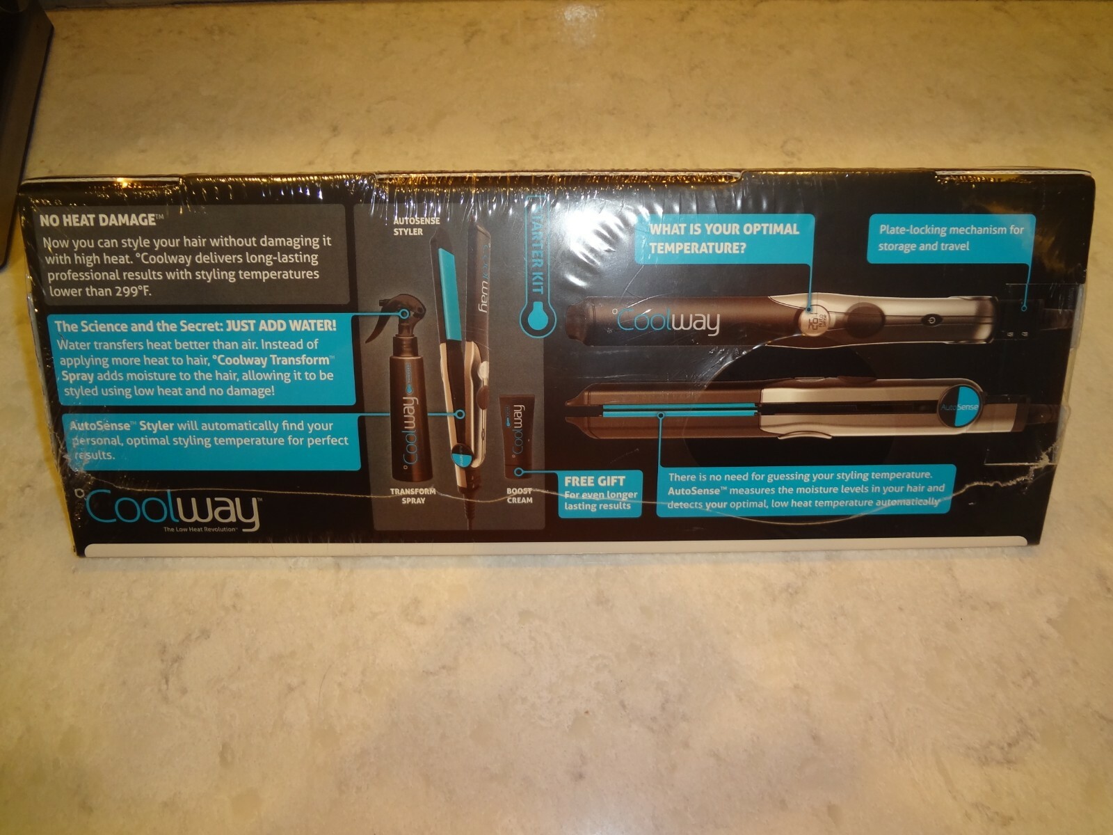 Coolway Pro Starter Kit Flat Iron Styling Kit w/Boost Cream and Transform Spray