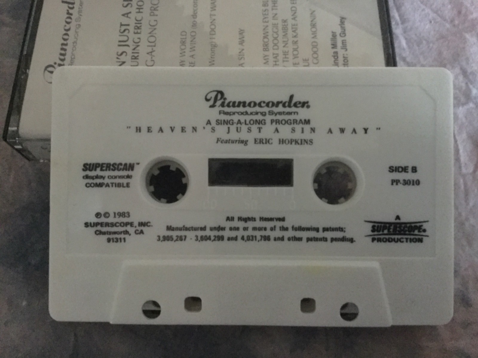 Pianocorder Reproducing System - HEAVEN’S JUST A SIN AWAY - Casette Tape