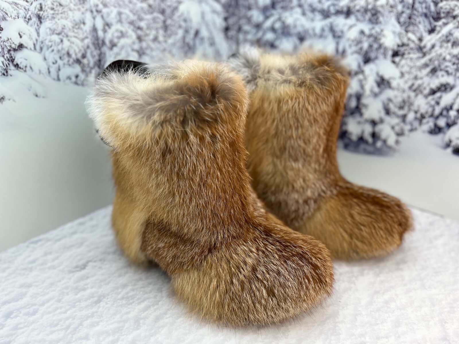 Pre-owned Litvin Fox Fur Boots For Men, Viking Boots, Mukluks, Snow Winter Boots,big Sizes  In Red