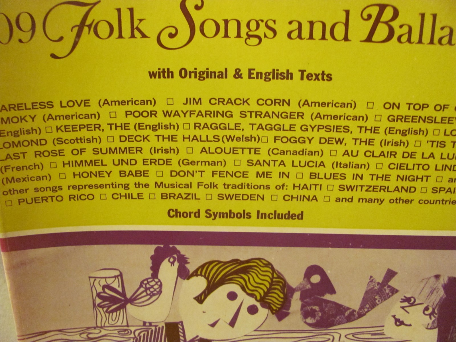 109 FOLK SONGS AND BALLADS--SHEET MUSIC