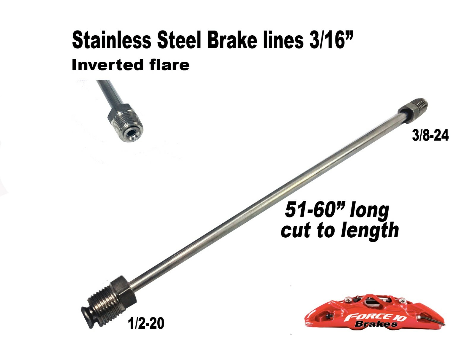 3/16" tube Custom SS Brake Line cut to length 5160"" long 3/824 & 1/