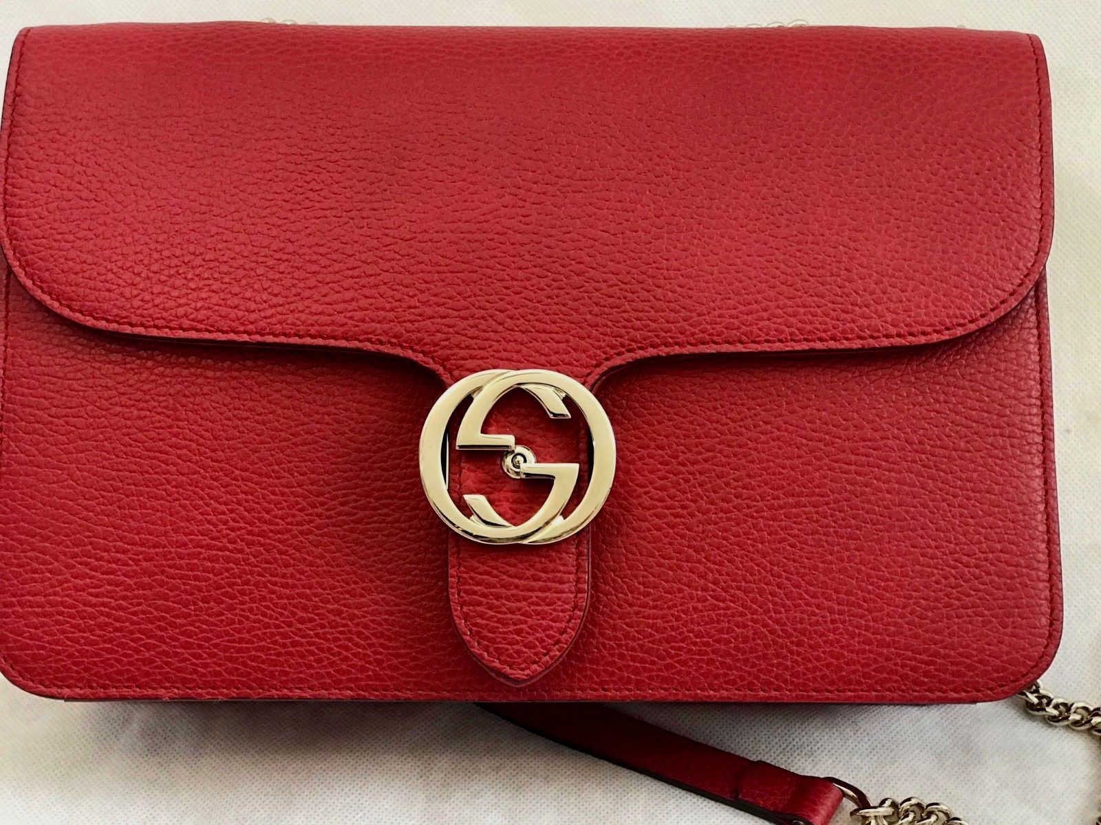GUCCI RED NEW 100% Authentic Leather Shoulder Bag 51303, USA Seller