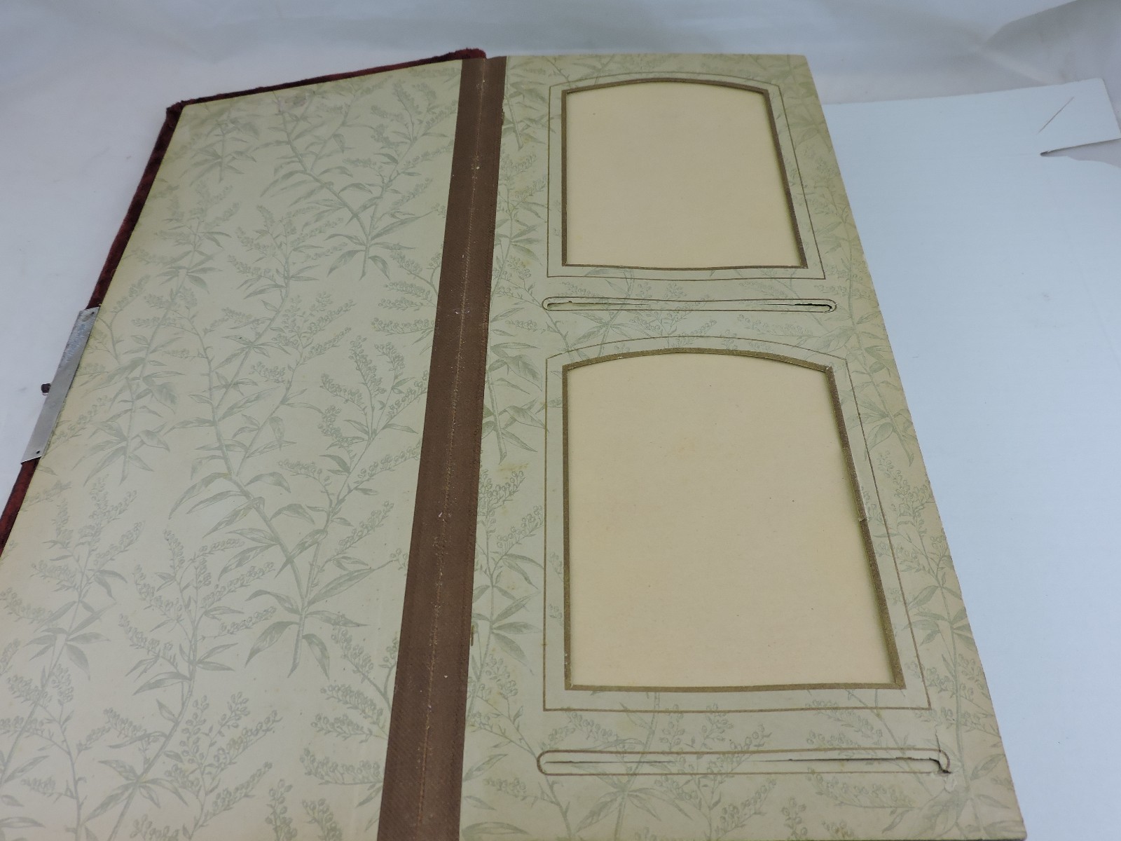 Antique Victorian Photo Album Book Red Velvet Embossed,Metal Hardware