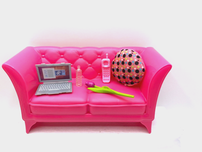 Barbie Doll Dream House 2015 Tufted Pink Couch Furniture