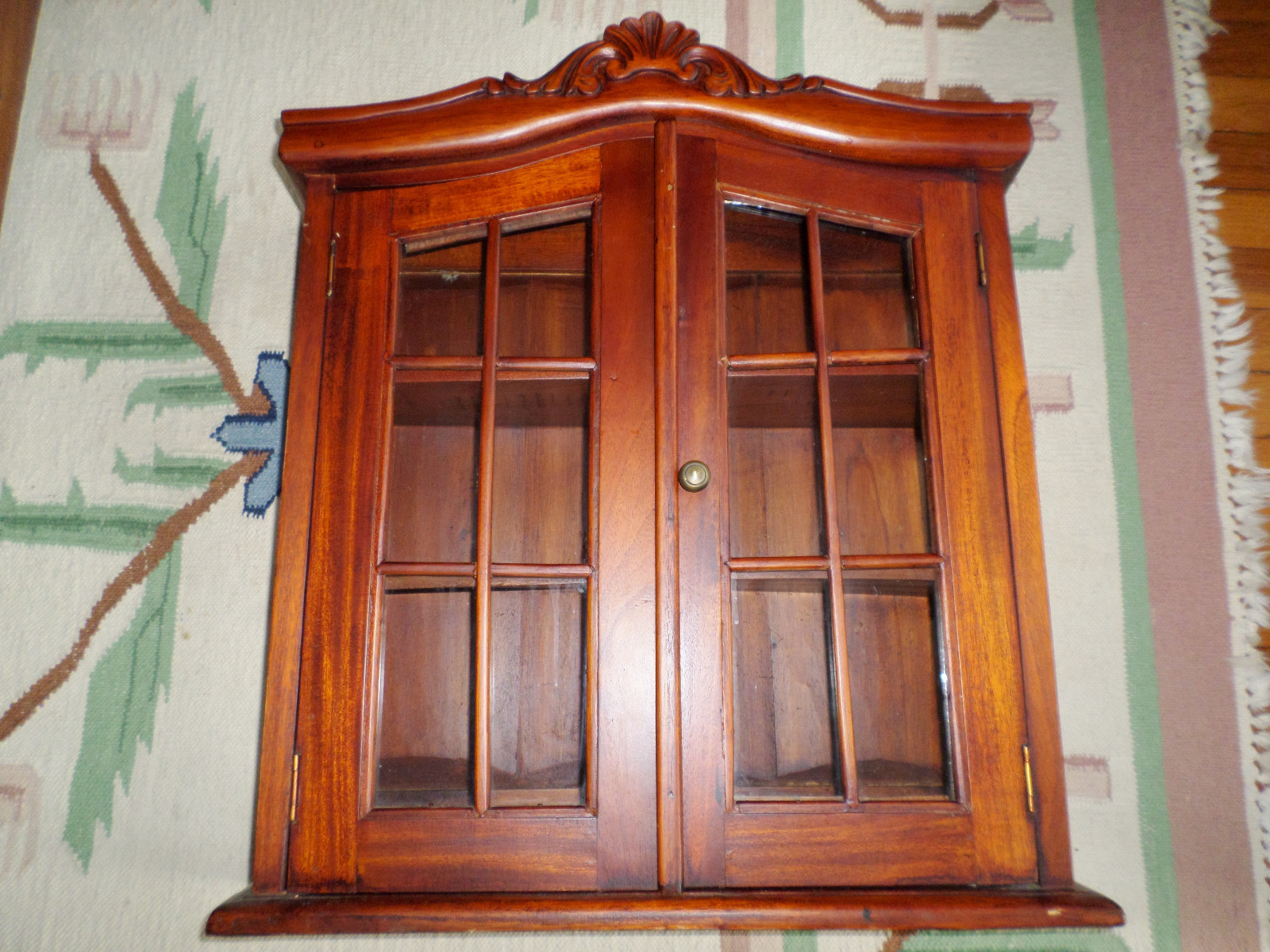 CURIO CABINET CHERRY WOOD FINISH TWO SHELF 24