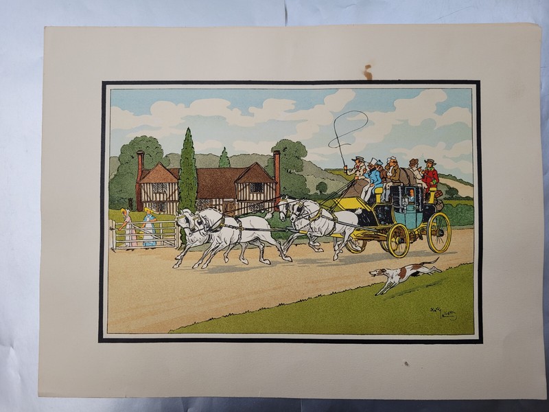 Harry Eliott.Litho Pochoir.ScÃ¨Ne De Campagne.Circa 1930.