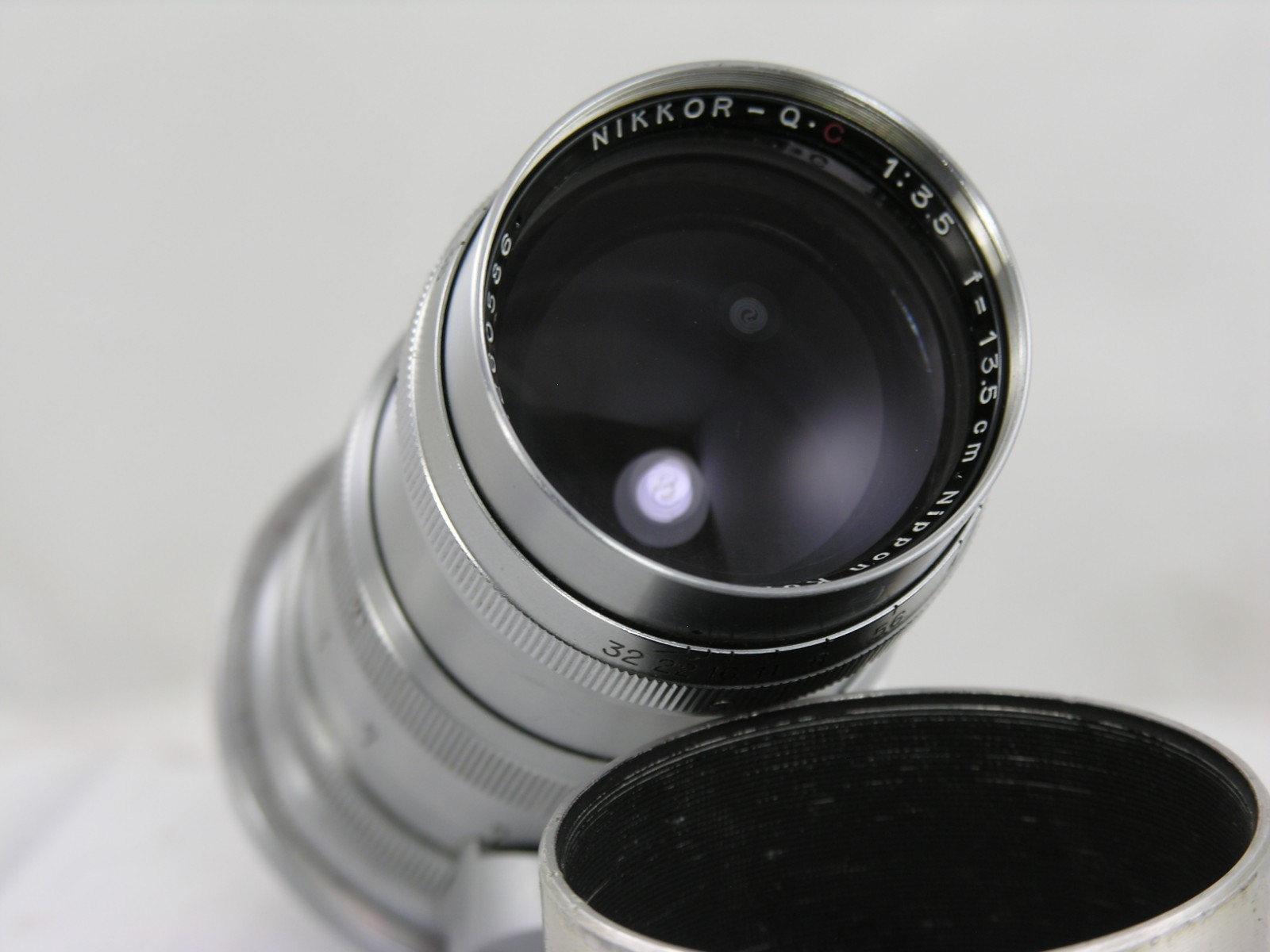 Nikkor Q.C Rangefinder 13.5cm f3.5 lens W/Hood