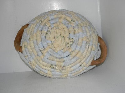 HANDMADE COTTON FABRIC COILED LINE ROPE BOWL/BASKET MULTI COLOR QUILTED