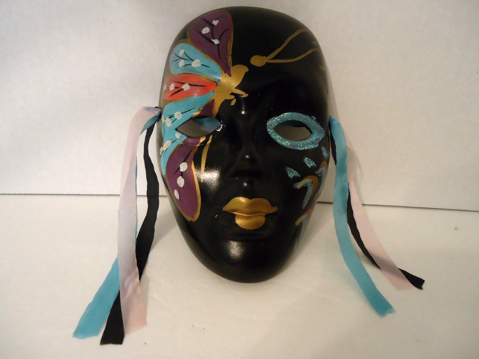 Vintage Drama Theater Face Clay Chalk Mask Wall Decor Lot of 2  6