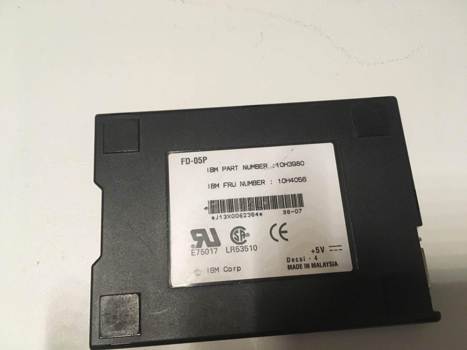 IBM FLOPPY DRIVE FD-05P PART # 10H3980 + CABLE  WORKING TESTED FRU # 10H4056