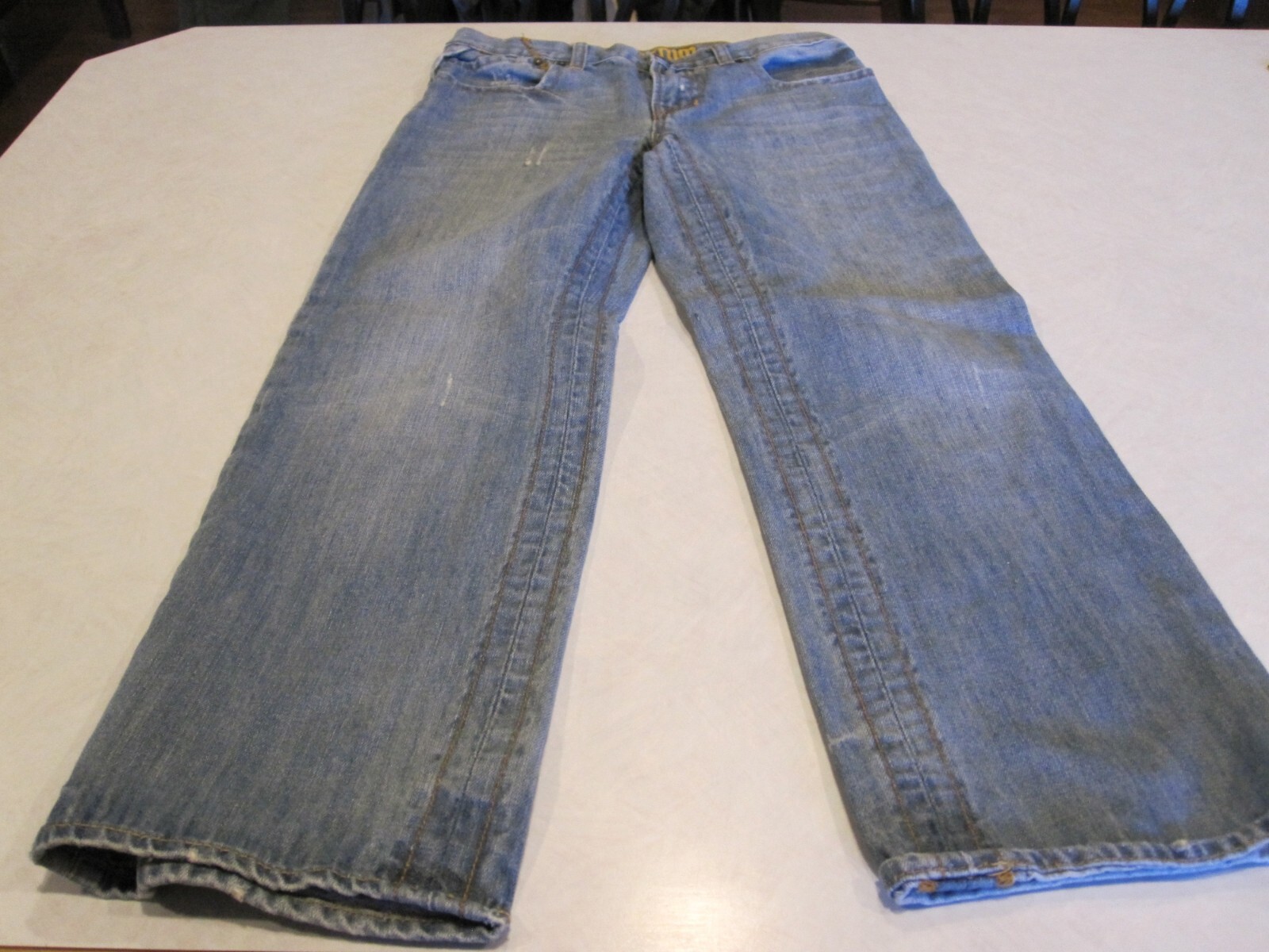 ★LALAFOX★BRUSH WASHING DENIM PANTS Flamingals Women's Stretchy Straight Leg Casual Low Rise