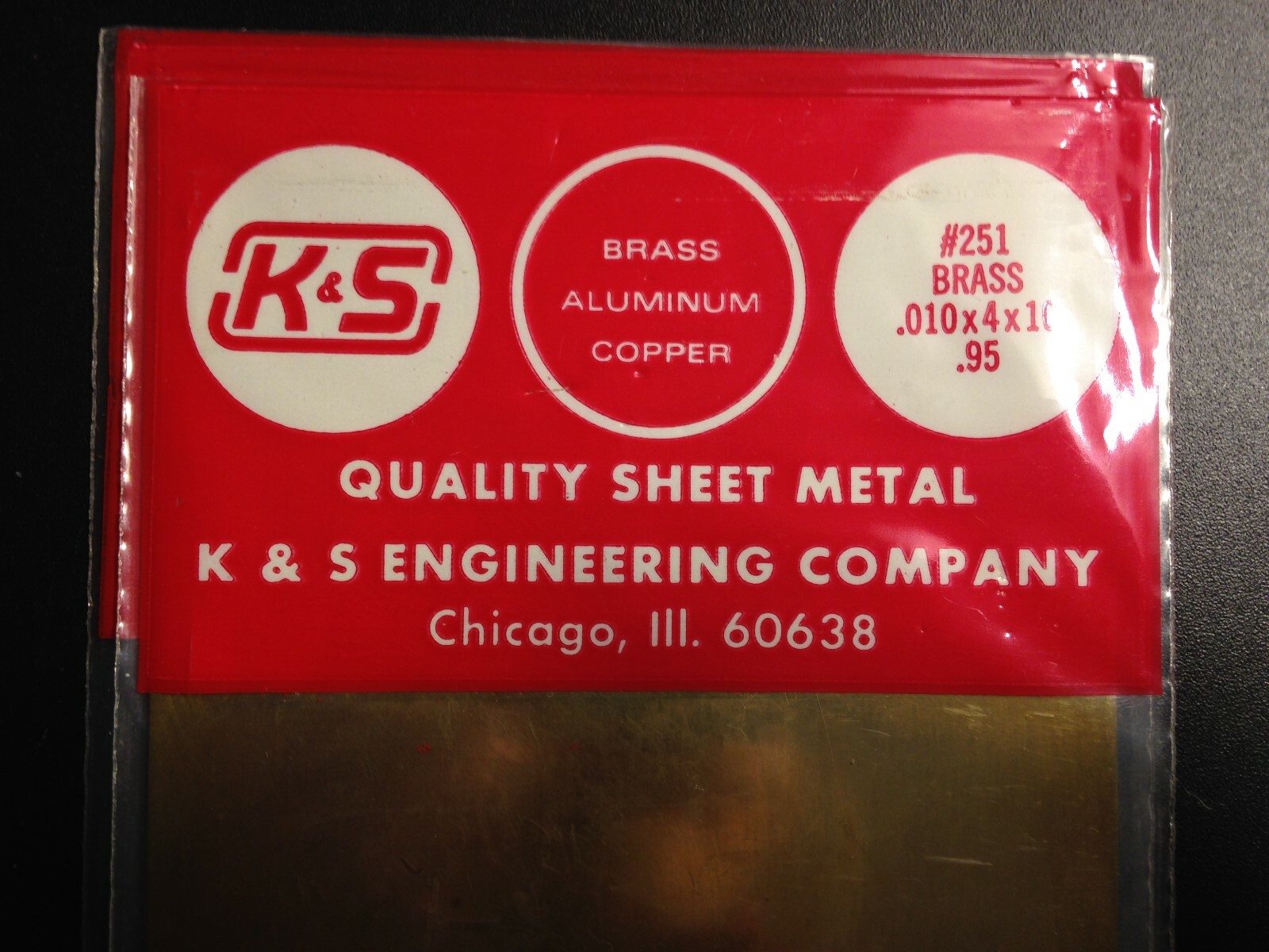 K & S Engineering Co. #251 Brass Plate .010 x 4 x 10