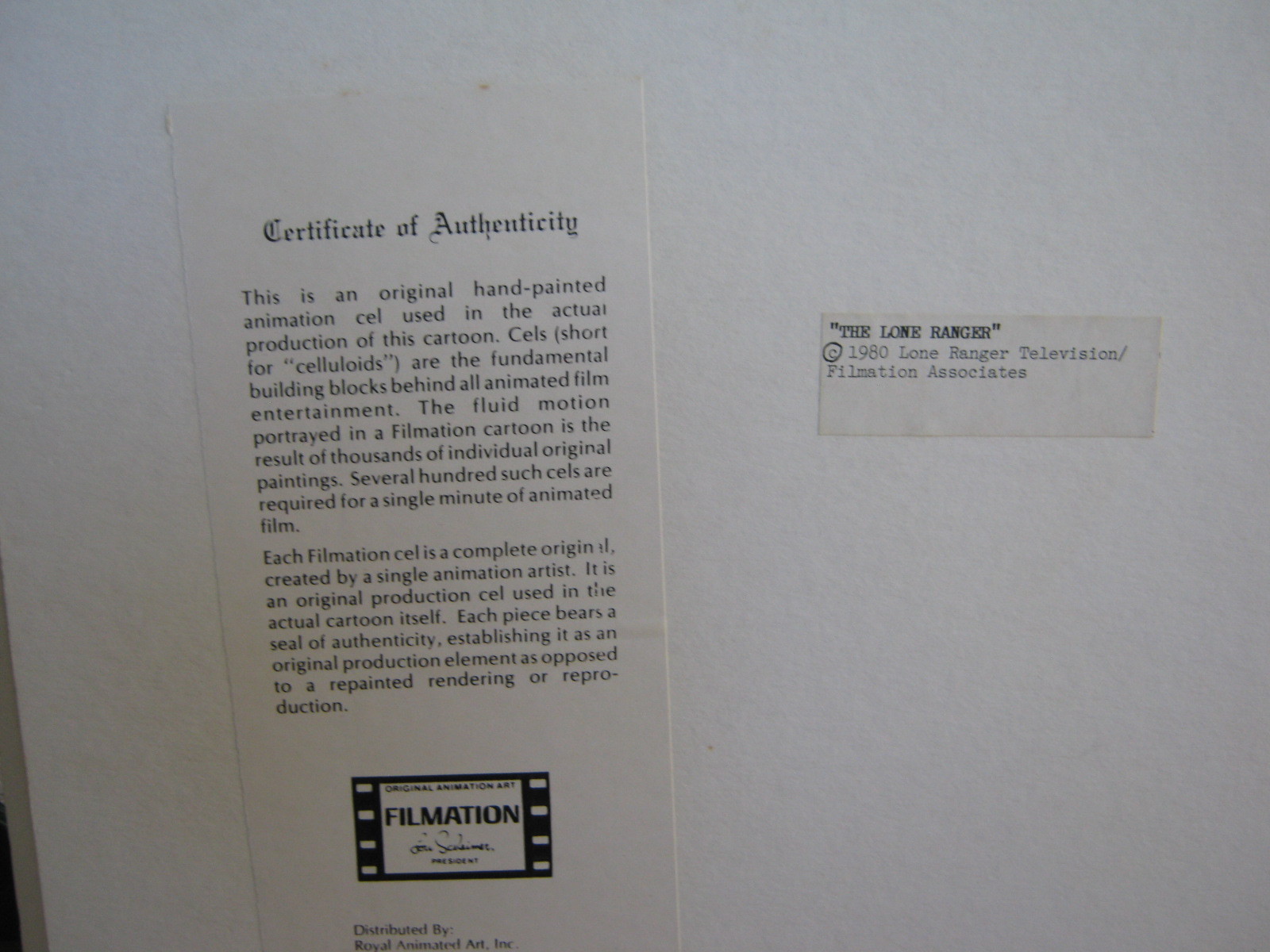 Lone Ranger 1980 Cartoon Cell