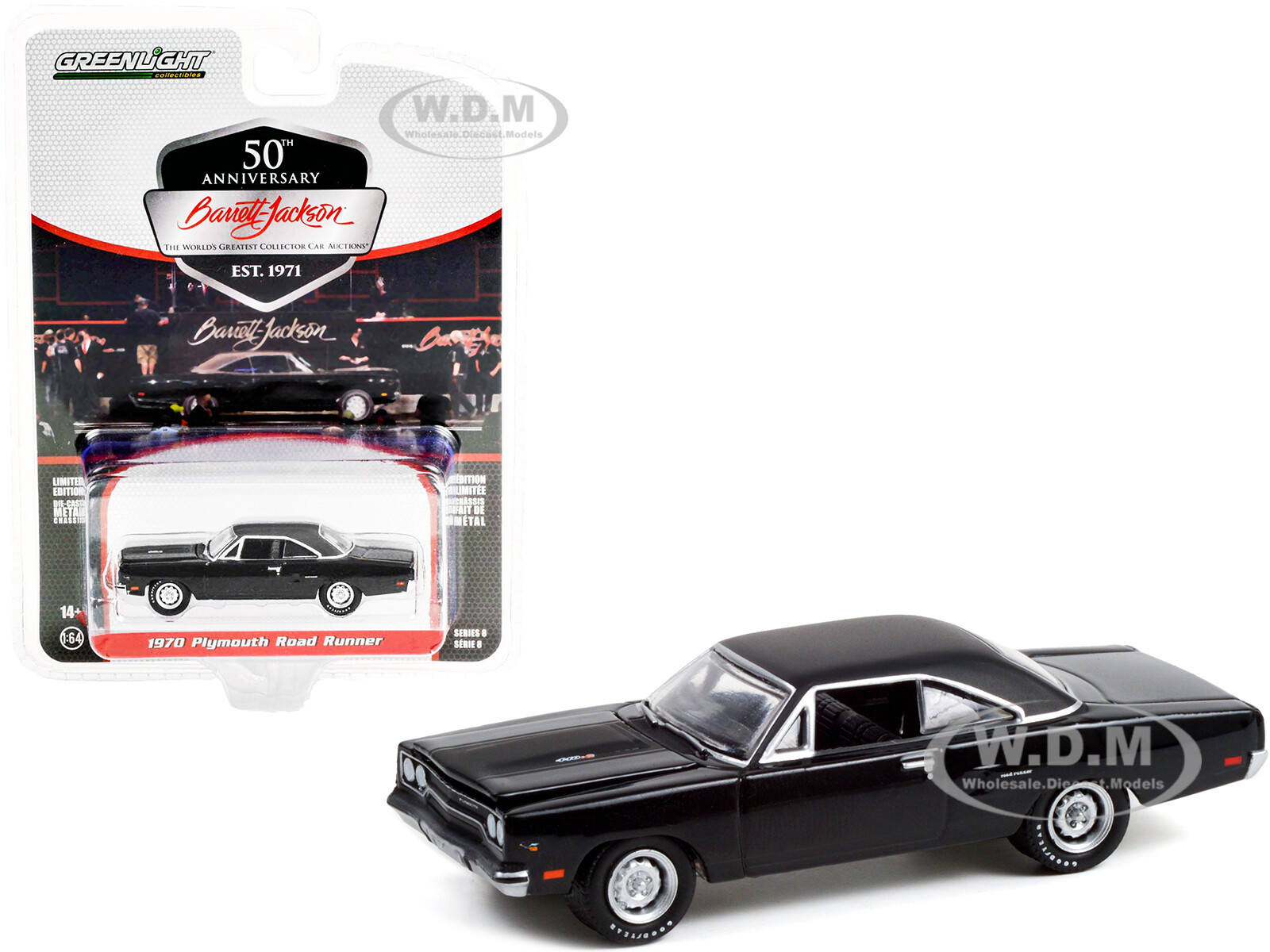 1970 PLYMOUTH ROAD RUNNER BLACK BARRETT JACKSON 1/64 DIECAST