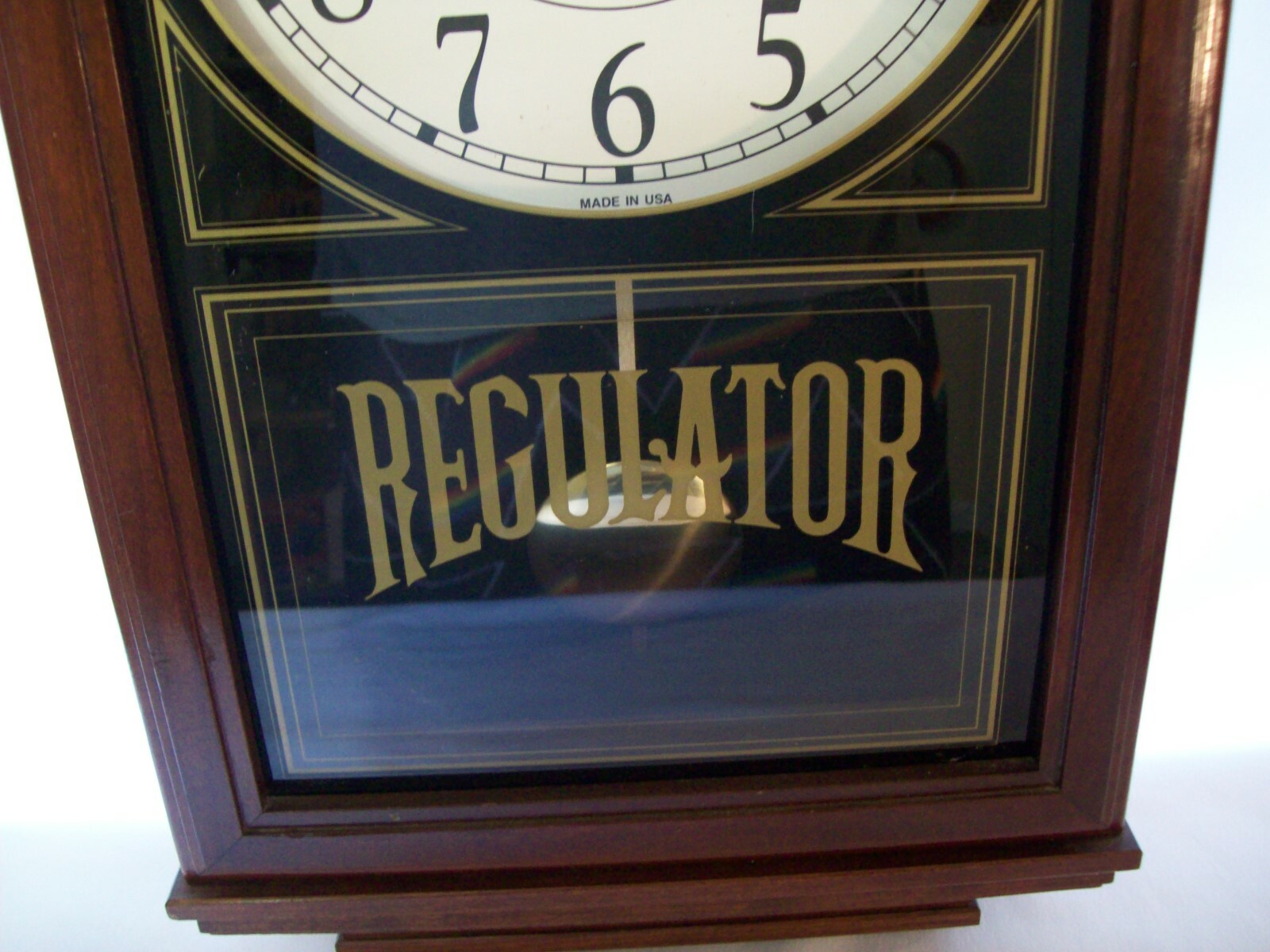 Vintage Bradford Wood Duel Chimming Wall Clock w Hermle Quartz Pendulum Movement