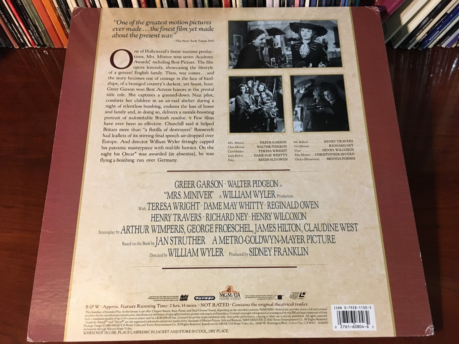 Laserdisc MRS. MINIVER 1942 Greer Garspm Walter Pidgeon 2-Disc Set Gatefold LD