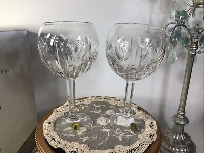 Waterford Crystal  LOVE  Wine Goblets~NEW IN BOX~Millennium Collection ~PAIR (2)