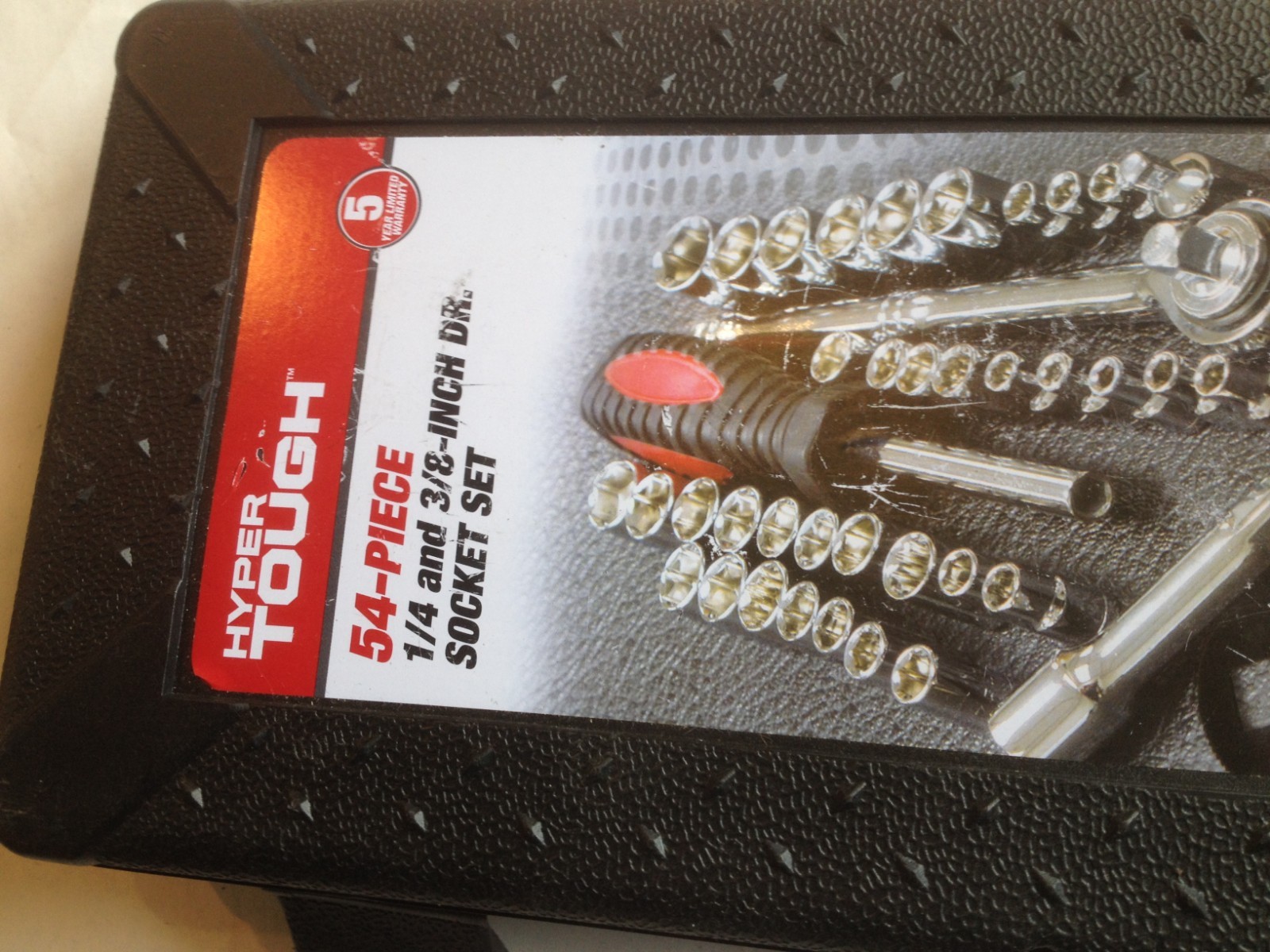 Hyper Tough 54 piece 1/4 & 3/8 inch drive socket set with hammer & wrench