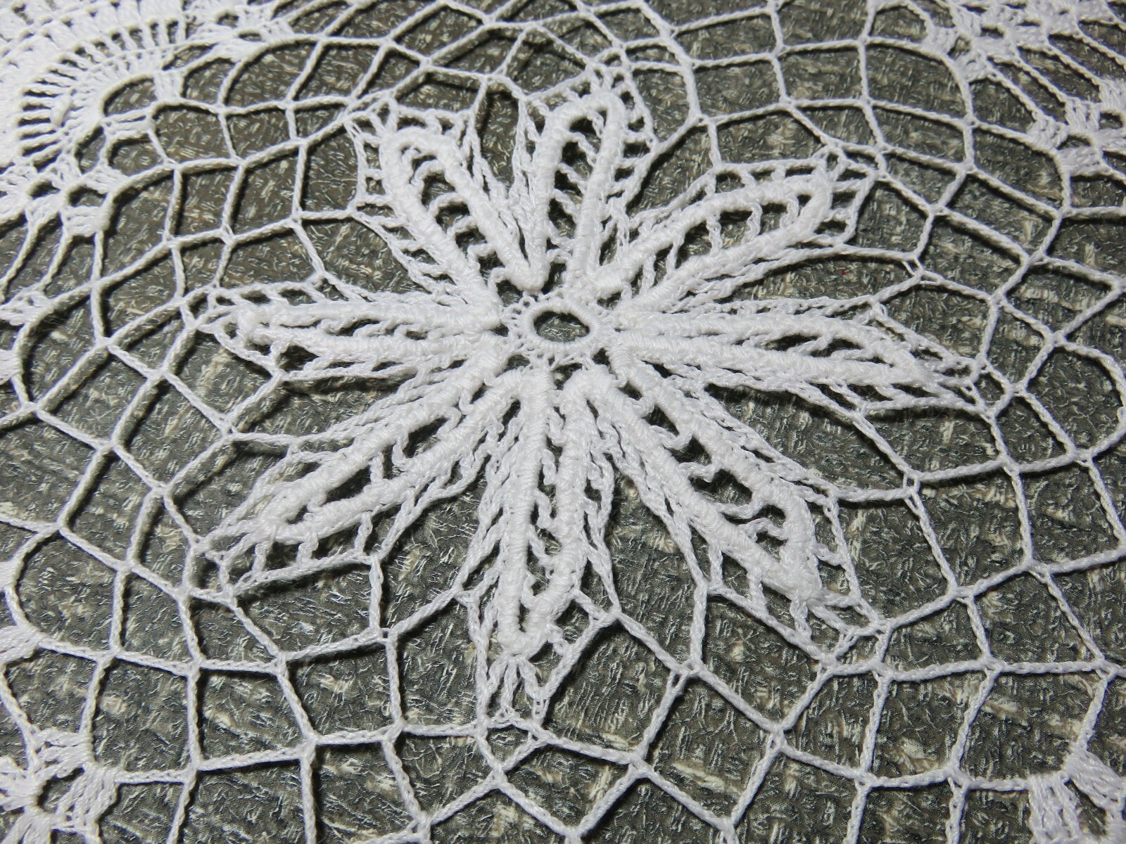 Vintage White Crochet Lace Doily Centerpiece 17