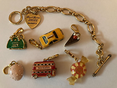 Juicy Couture Charm Bracelet London Bus, Choose Juicy Bag, Taxi, Cake,  Candy etc