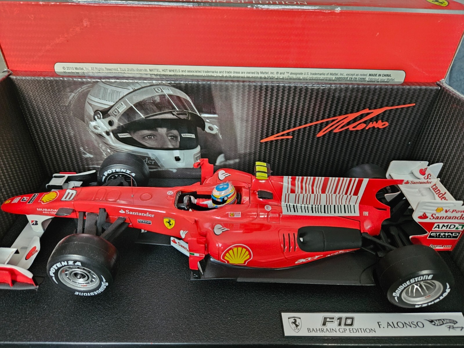 ☆FERRARI F10☆BAHRAIN GP EDITION☆F.ALONSO HotWheels Elite 1:43 Fernando Alonso Ferrari F10 Bahrain GP