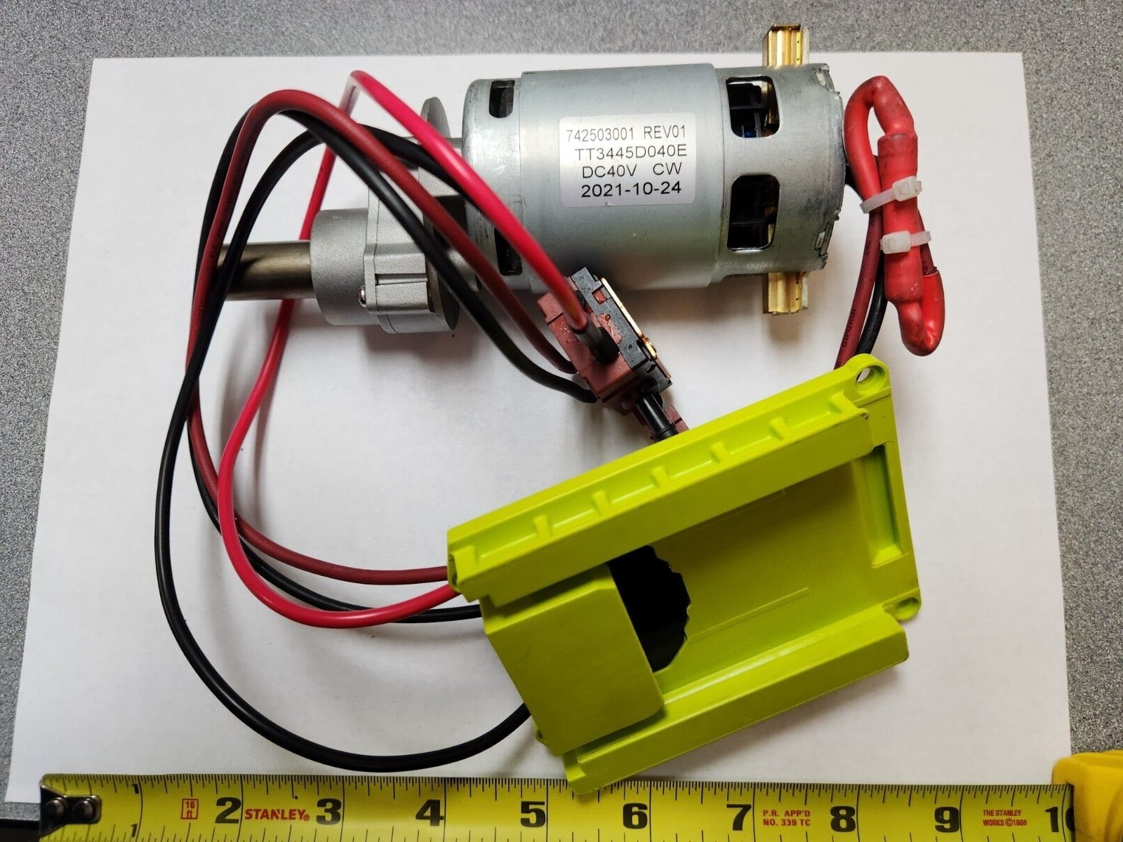 Ryobi Motor and Gear Box 314832001 for Gen II 40V Brushed