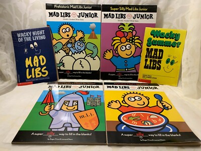 6 MAD LIBS Books Prehistoric Alphabet Super Silly Once Upon Wacky Summer & More