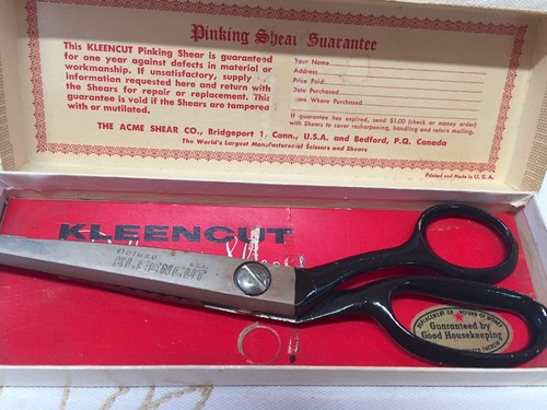 Kleencut Vintage Pinking Shears Scissors With Original Box, Sewing Tool Notions