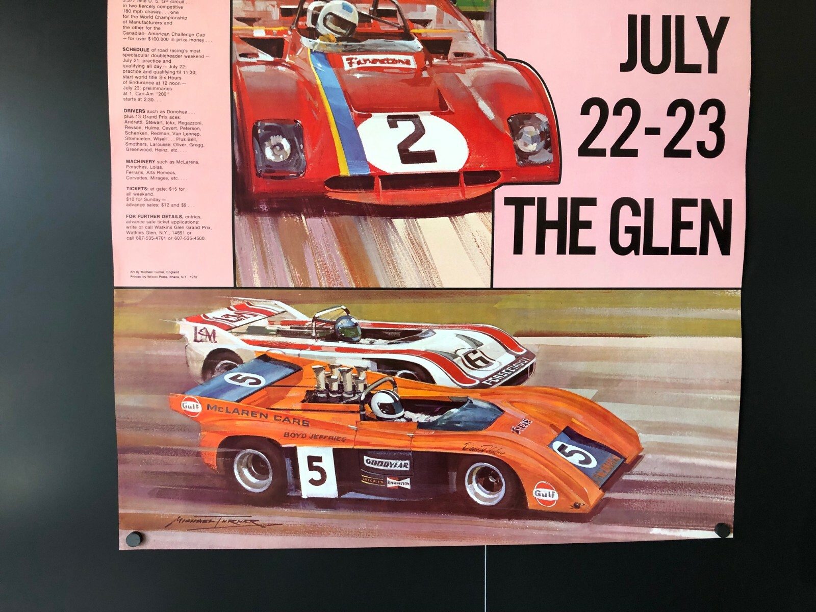 Watkins Glen 6 Hours & the Can-Am (July 22/23, 1972) -Original Poster 22 x 28 NM