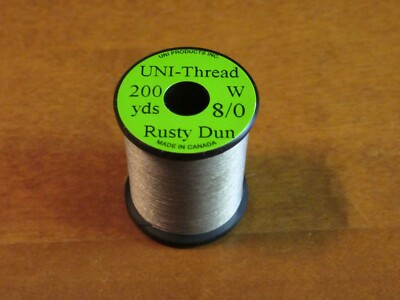 UNI THREAD RUSTY DUN 8/0  Waxed Fly Tying Material & Jig Thread  200 yd Spools 
