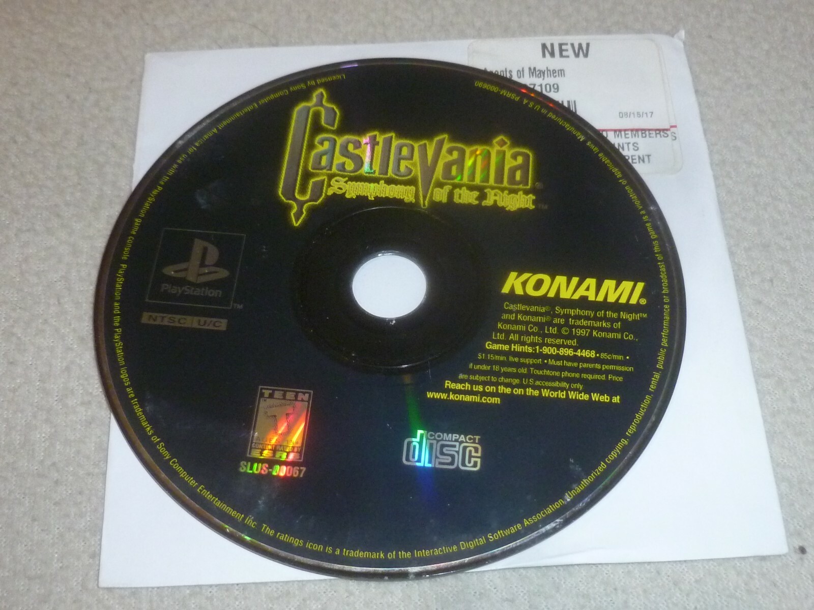 PLAYSTATION PS1 PS2 VIDEO GAME DISC CASTLEVANIA SYMPHONY OF