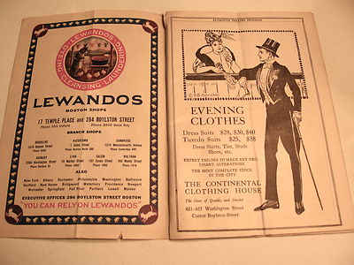 Plymouth Theatre 1914 Program