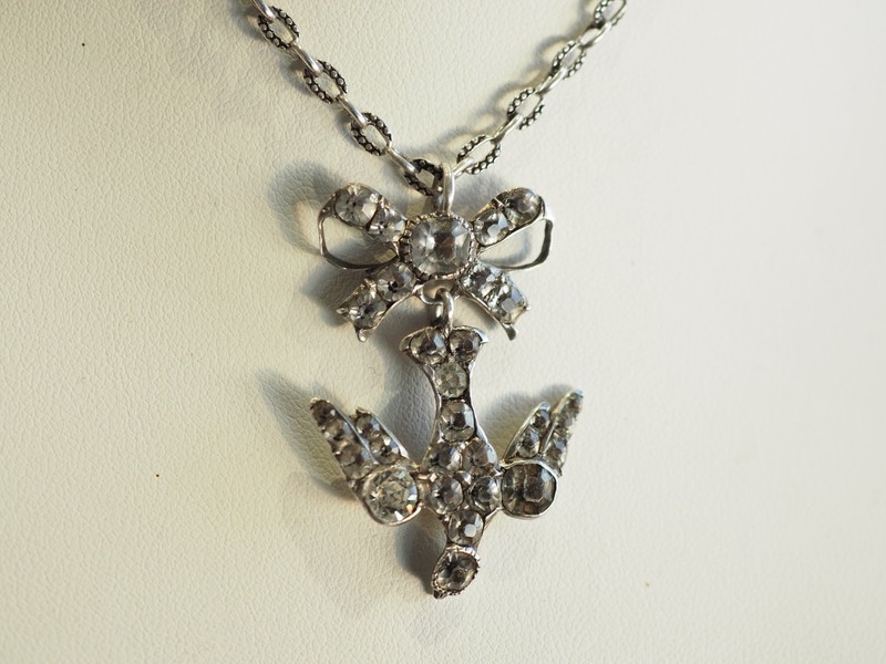 Croix St Esprit Pendentif Collier Ancien Argent Massif Antique Silver Cross