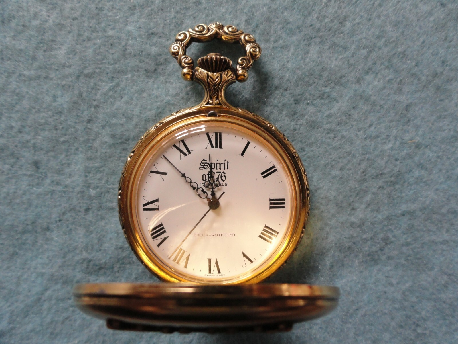 Vintage Swiss Made 17 Jewels Spirit of 76 Mechanical Wind Up Pocket Watch