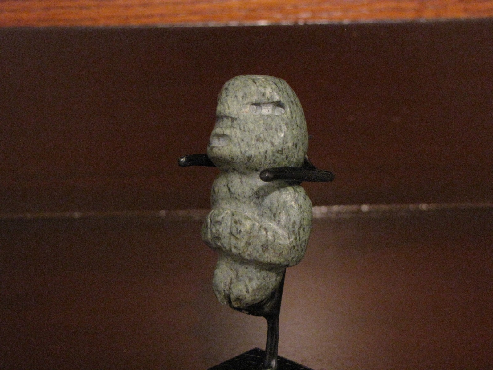 Pre Columbian, Greenstone, Mounted Mezcala Figure, Pendant, L/For 300 BC 200 AD