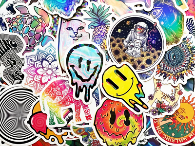 10-100 Cool Holographic & Reflective Sticker Pack Rainbow Light Lot For Laptops